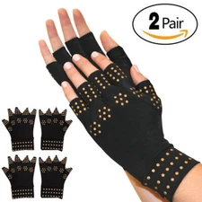 2 Pair Copper Arthritis Compression Gloves Hand Carpal Support Joint Pain Relief