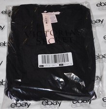 NEW Victoria's Secret Ribbed Modal Long-Sleeve Sleep Dress Large Black Gown VS L