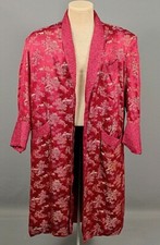 VTG Men's 50s Long Red Rayon Robe / Smoking Jacket Sz M Short 1950s