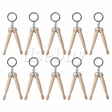 10pcs Mini Collectible Drumstick Keychain Keyring Percussion Gift Wooden Color