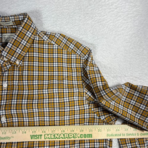 J Crew Button Down Shirt Mens M Secret Wash Plaid Slim Orange Cotton Stretch EUC - Picture 3 of 9