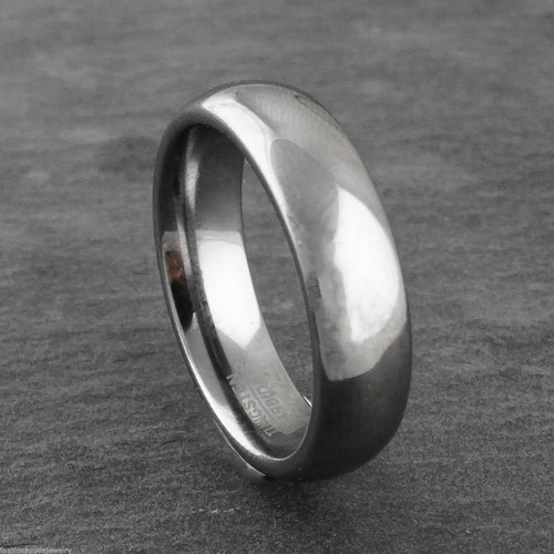 7mm Men's Dark Silver Tungsten Carbide Wedding Band Ring - Sizes 8-12 Shiny - Picture 2 of 3