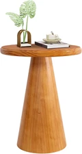 Wood Side Table, Rustic Drink Table, round Coffee Table for Living Room, Bedroom
