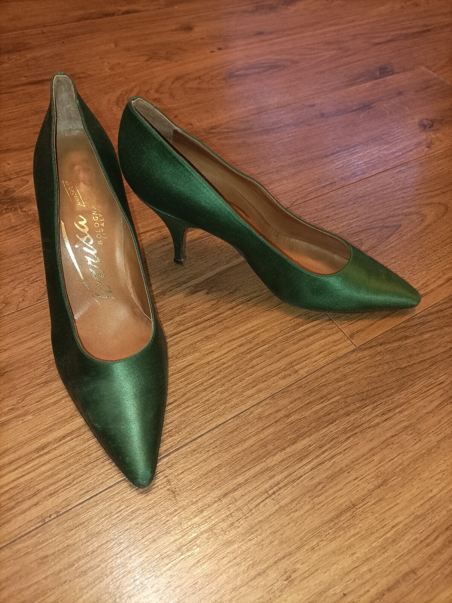 Emerald Green Suede Heels Ladies Vintage 1960s Emerald Green
