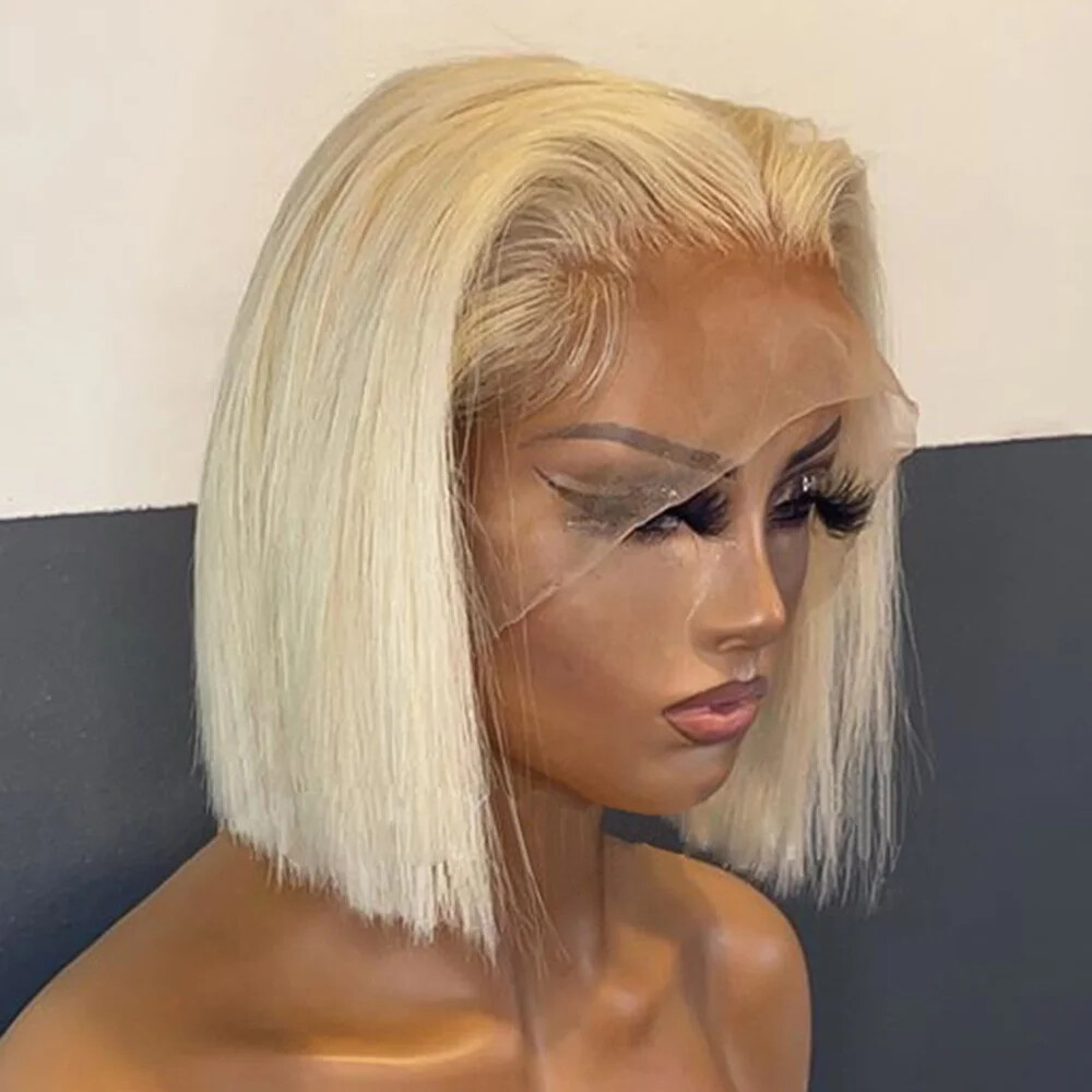 Last one Fulllace Wig 613 Blonde Short bob wig offers 613 Bob Wig 13x4 Transparent Lace Frontal Wig – Black Show Hair main image 4