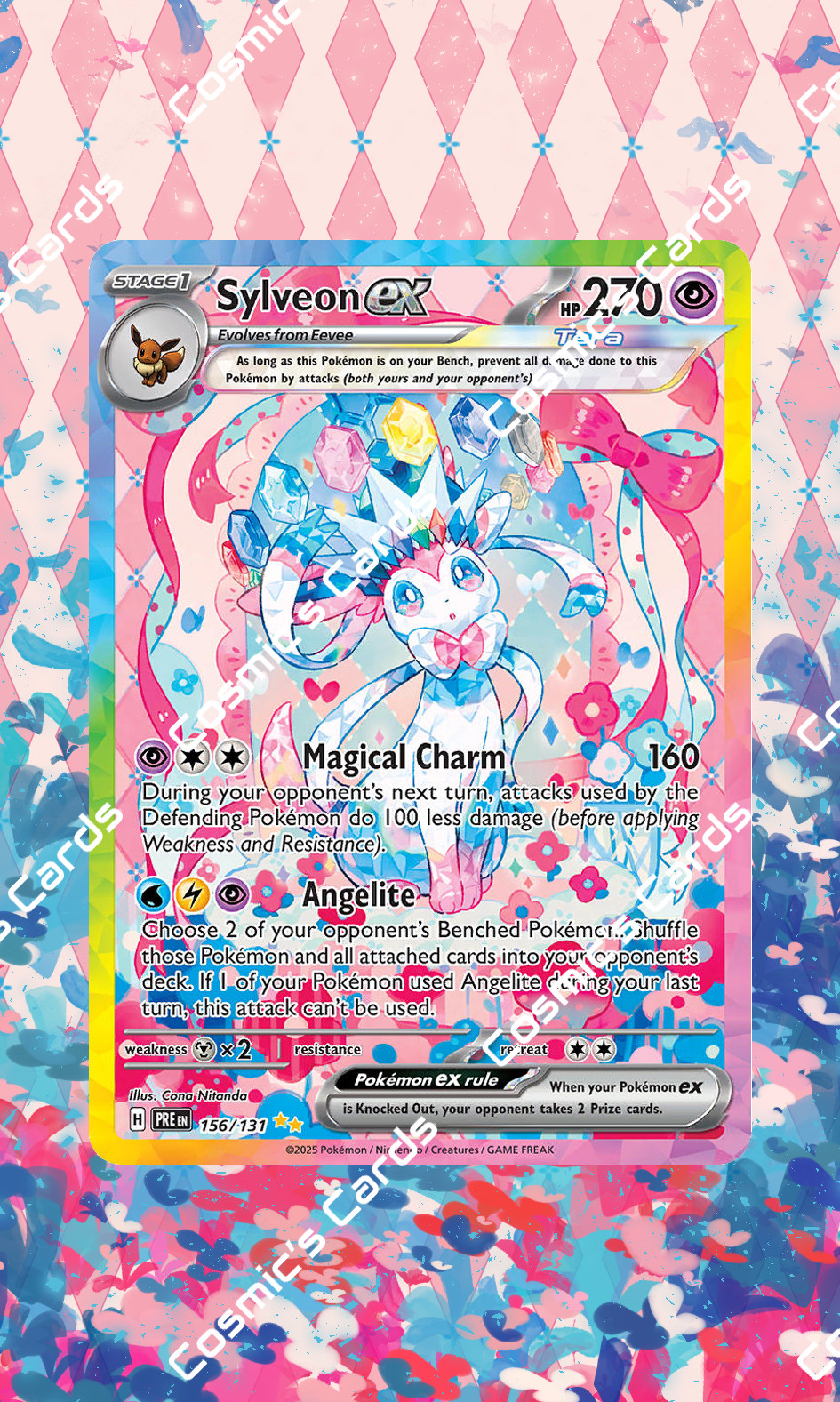 Sylveon ex · Prismatic Evolutions 156 Display Case Extended Art for Pokemon Card