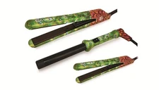 New BIBASQUE Full Set PEACOCK  1.25" Flat Iron + 1" Curler+ Mini Flat Iron  $299