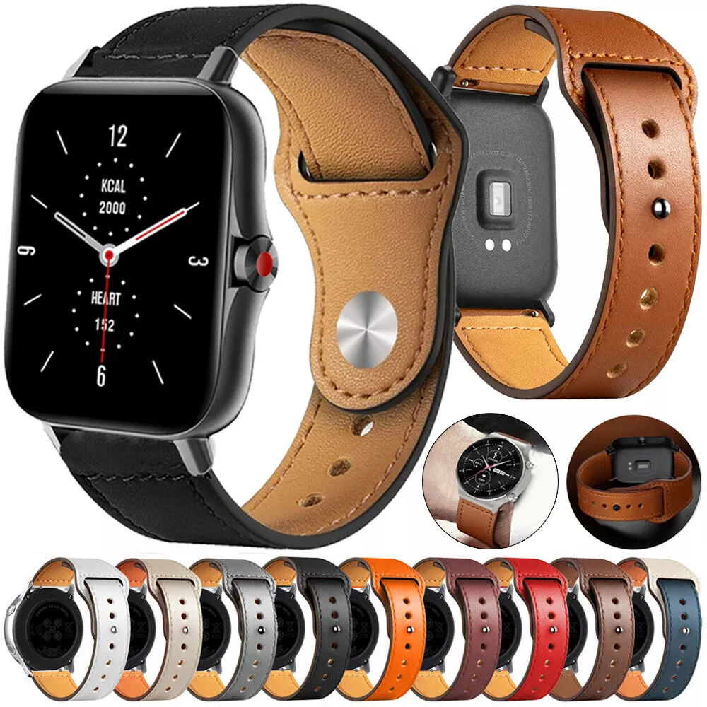 Leather Watch Band Compatible With Amazfit GTS 4 Mini, GTS, GTS 4, GTS 2  Mini, GTS 2, GTS 2e, GTS 3, Bip, Bip 3, Bip 3 Pro, Bip U, Bip U Pro