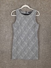 Banana Republic Plaid Sheath Dress Women 6P Black White Sleeveless Career Preppy