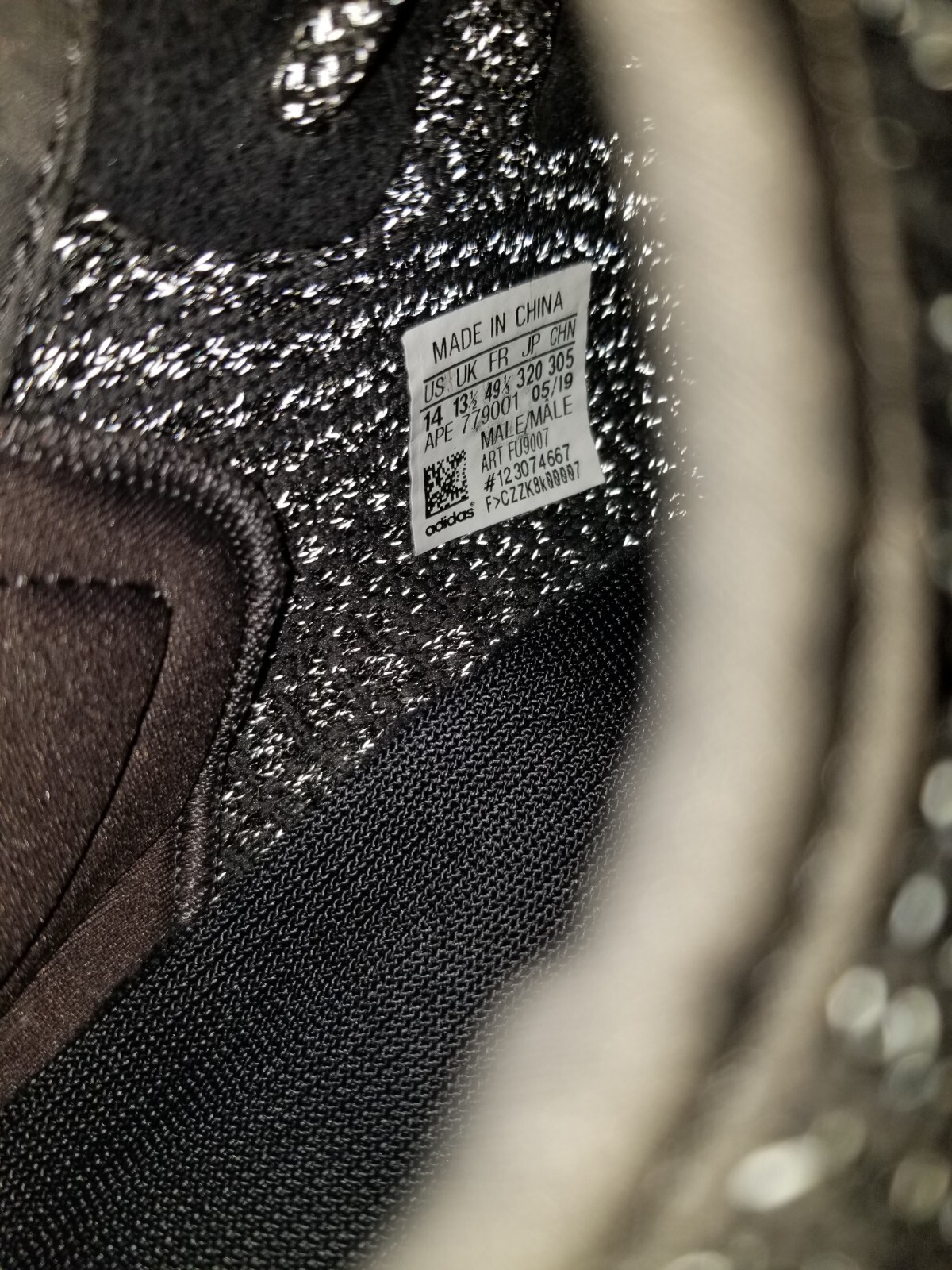 RARE PAIR Adidas Yeezy Boost 350 V2 Static Black Reflective FU9007 Size 14 image 5