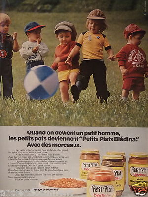 WERBUNG 1974 NEUHEIT JACQUEMAIRE KLEINE PLATTE BLÉDINA - KINDER - ADVERTISING