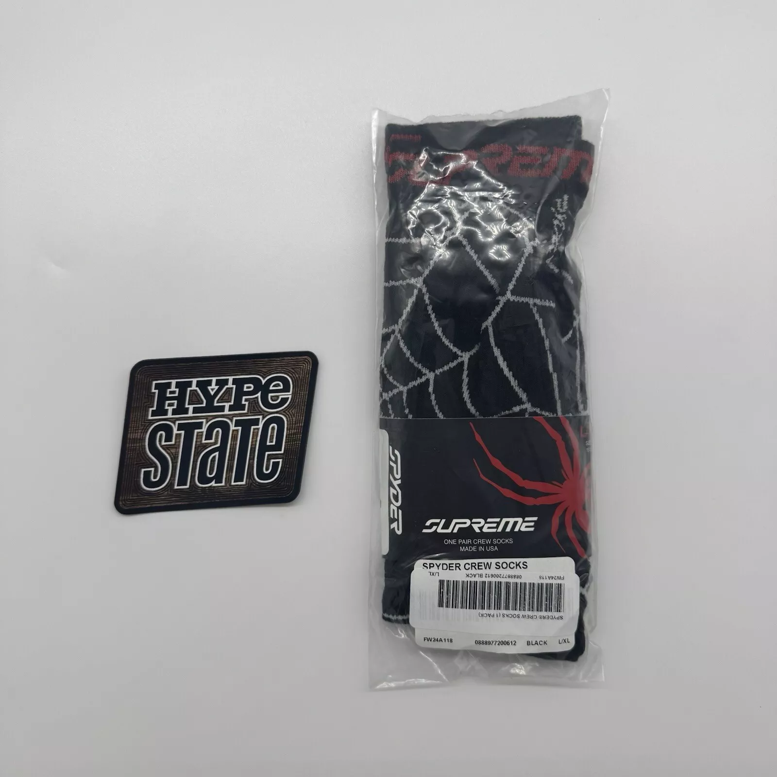 Chaussettes Supreme Spyder Crew (lot de 1) noires