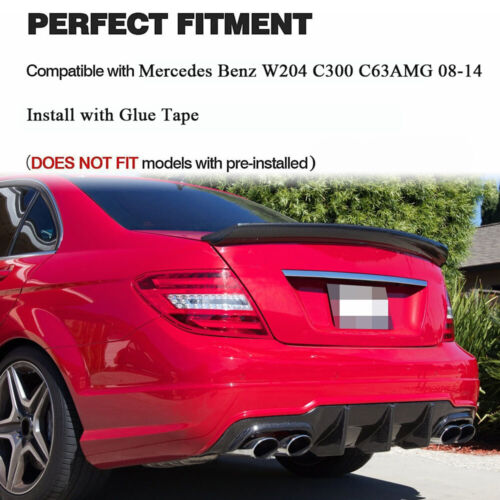 For Mercedes Benz W204 C300 C63 2008-14 Carbon Fiber Rear Trunk Spoiler Wing - Foto 3 di 12