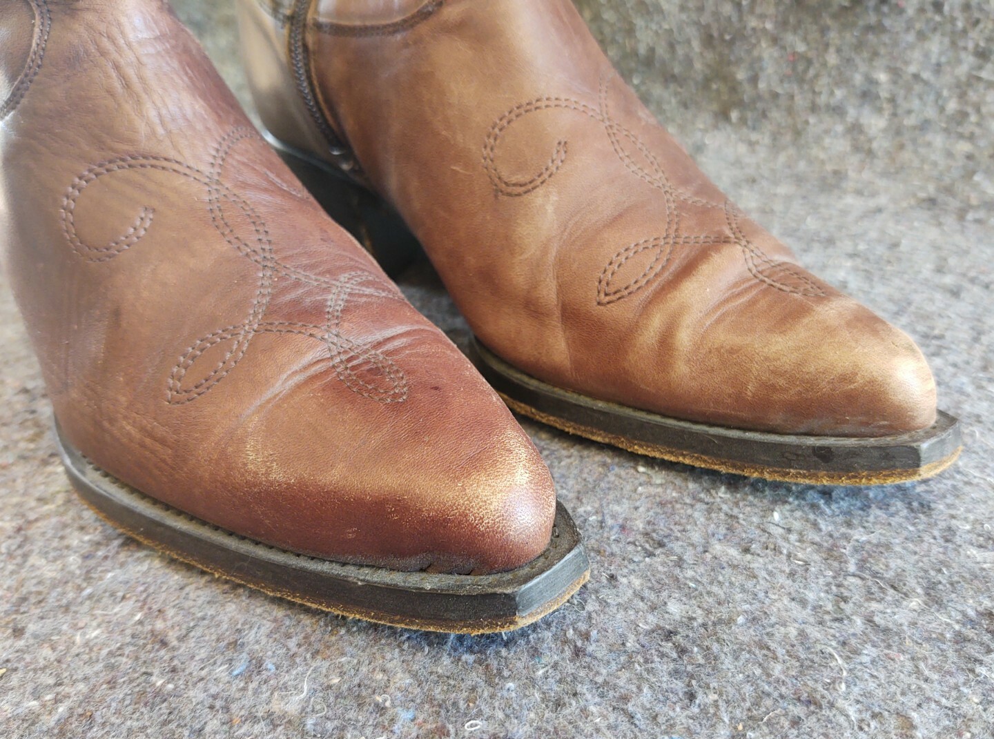 Euroflex distressed Brown Leather square tip side zip cowboy Boots 7.5 Italy