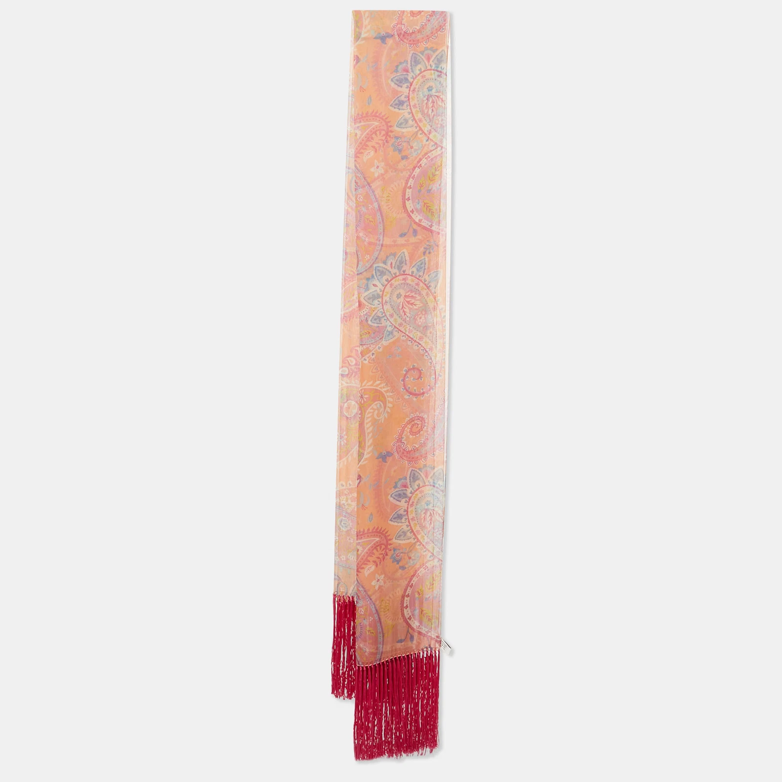 Étole frangée soie imprimé Dior Paisley rose