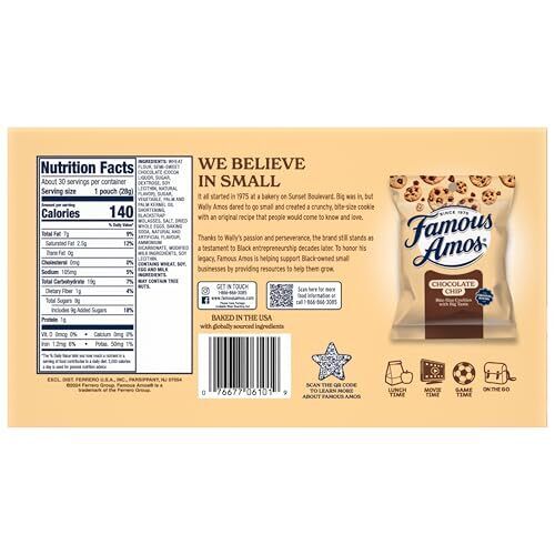 Famous galletas clásicas con chispas de chocolate Amos de 1 oz. Pack de 30 - Imagen 2 de 6
