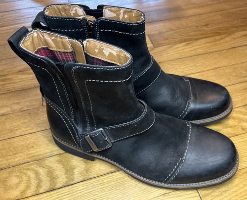 Clarks MELDON Black Leather Strap Zip Ankle Boots Mens 11M - Picture 3 of 13