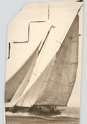Beautiful SAILING YACHT Dragoon Tilts in Choppy Water VINTAGE 1936 Press Photo