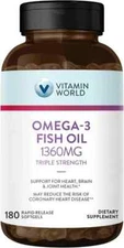 Omega 3 Fish Oil 1360 mg Triple Strength Heart Brain Joint health Support 180 ct