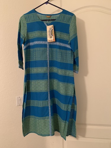 NWT Aurelia Tunic Dress Size Med Mandela Weaves 3/4 Sleeves Side Slits