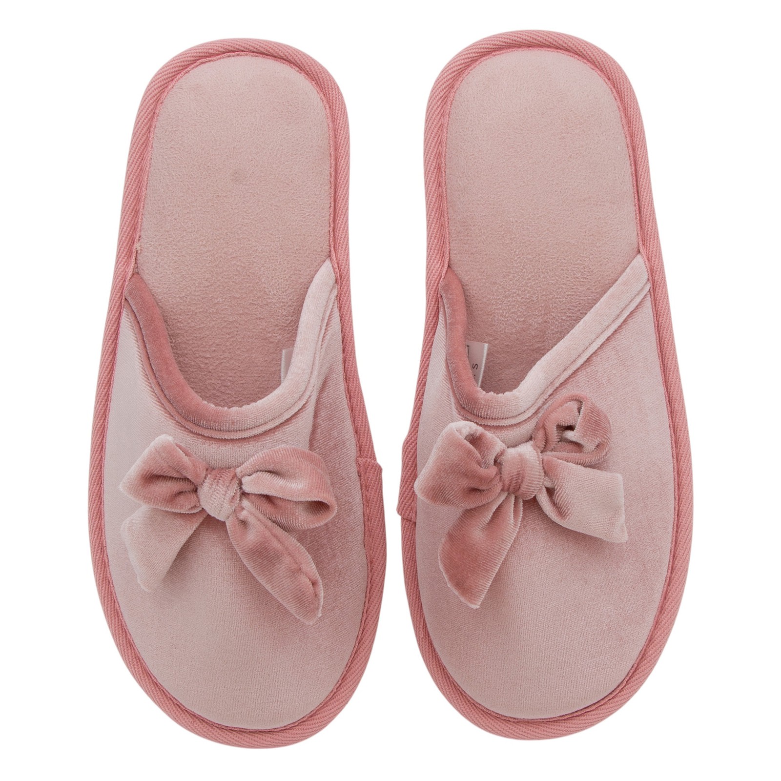 Gold Coast Womens Velvet Slippers with Bow in Pink Small 3690₽