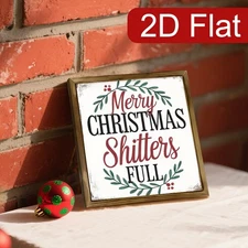 Merry Christmas Shitters Full Wooden Print Wall Art Humorous Christmas Decor
