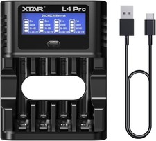 XTAR L4 Pro Smart Type-C 1.5V Li-Ion & 1.2V Nimh/Nicd AA AAA Battery Charger ...