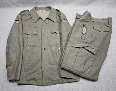 Vintage German Army Wool Field Jacket Pants Uniform Set Size 13 Gray Bundeswehr