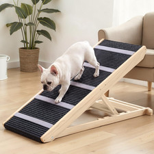 PawGiant Dog Pet Ramp for Bed Wooden Carpet Adjustable 15  - 23  