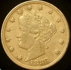 1883 RACKETEER Liberty Nickel Nice VF Coin Gold Plated No Cents Type  NR