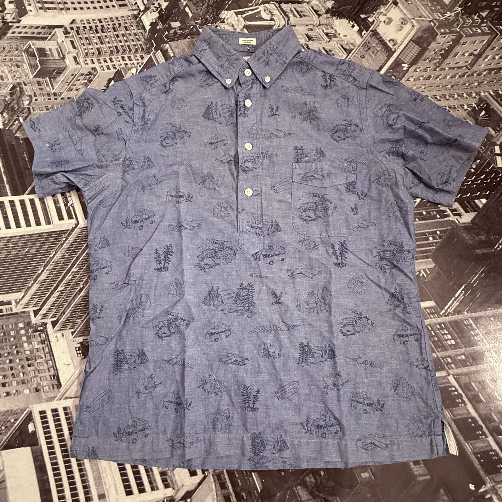Taylor Stitch | Aloha SS Popover | Ocean Blue  | 36 | MSRP $118 | Summer Vibes