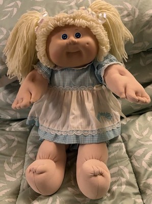 Vtg 1986 Coleco Cabbage Patch Kids Girl Doll, Blonde, Blue Eyes, Original Dress