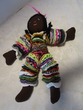 Vintage Handcrafted Doll 95 Yo-yo Fabric African American 15  t Collectible 1980s