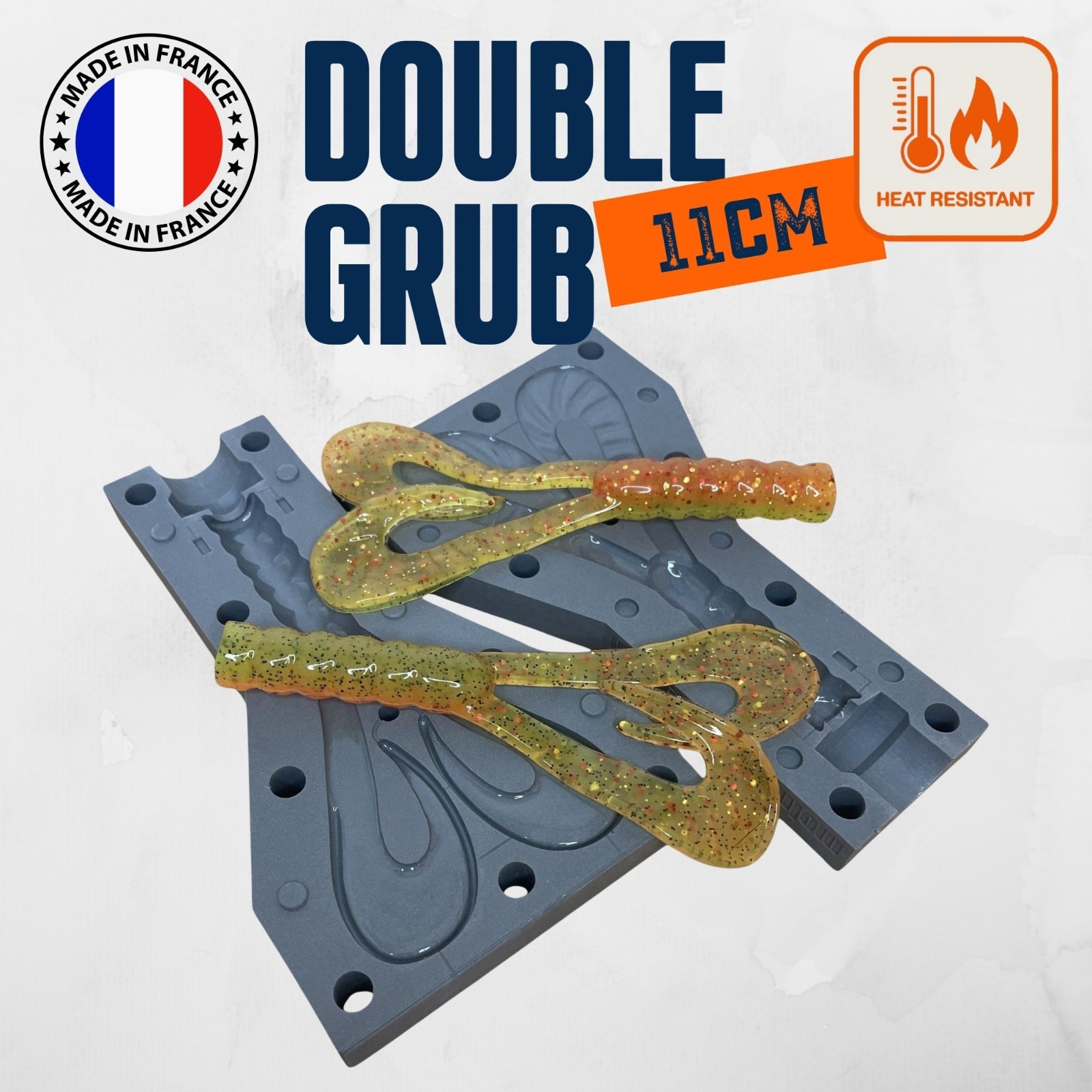 Moule Double Grub 11 cm pour fabriquer ses propres leurres de mer
