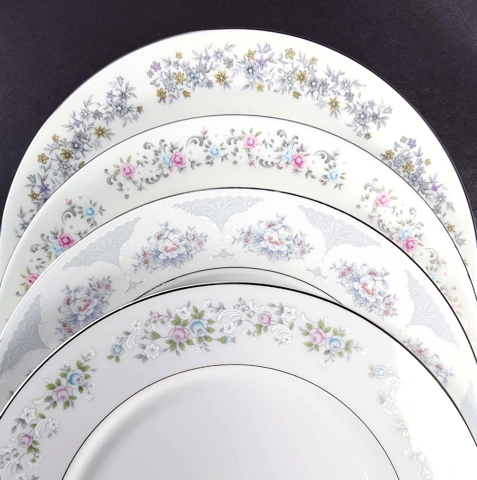 Mismatched Dinner Plates Vintage China Plates Soft Blue Pink