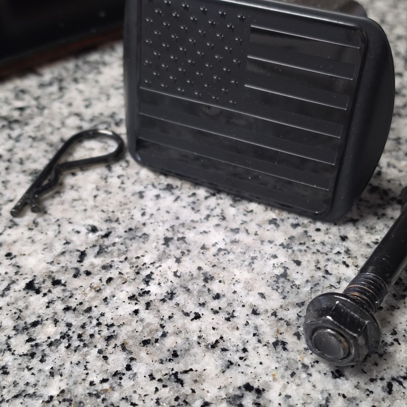 Black American Flag Trailer Hitch Cover w/ Pin & Bolt (2024)