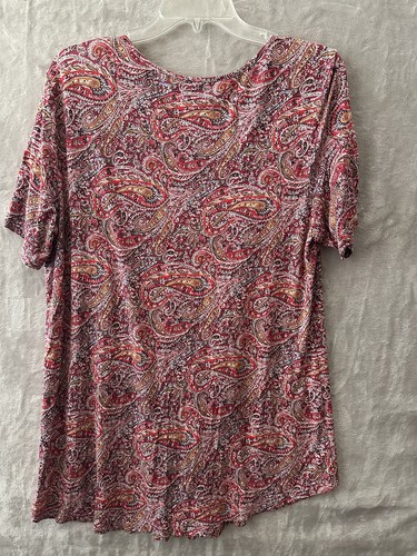 Camisa Cathy Para Mujer 2XL Cachemira Boho Cuello Redondo Manga Corta Top Rayón Spandex - Imagen 2 de 7