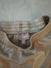 MUMU Wide-Leg Pants Beige Elastic Waist Women's Regular Solid Pattern