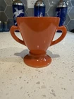 Hazel Atlas Ovide Platonite Rust Orange Sugar Bowl Mid Century Modern Glass