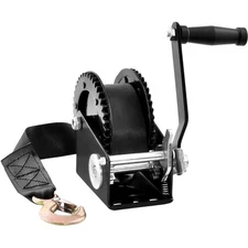 VEVOR Hand Winch Heavy Duty Hand Crank 2000lbs 23ft Polyester Strap for Boat/ATV