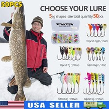 Ice Fishing Jigs Kit 50Pcs Glow Ice Fishing Lure Set for Winter Ice Jig Crappie