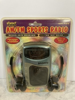 Street Beat AM/FM Sports Radio Portable w/ Headphones Belt Clip New ...