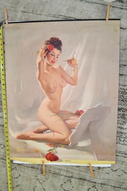 Vintage 1950s Pin Up Poster Nude Perfection Gil Elvgren Calendar Topper