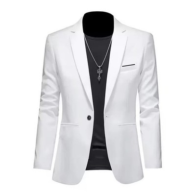 Mens Stylish Casual Solid-color Single-button Jacket
