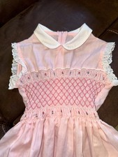 Beautiful Pink Smocked Polly Flinders Dress Girls Size 6-7