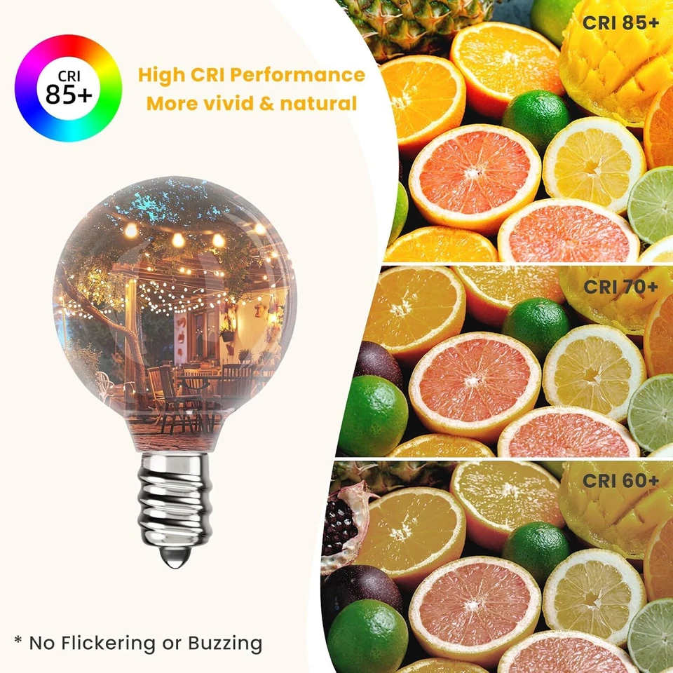 G40 LED Lampadina Di Ricambio per Catena Luminosa AC220-240V E12 Edison Stile Vi - Immagine 4 di 4