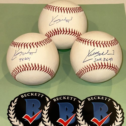 KERRY WOOD Signed Official MLB Baseballs Beckett (BAS) Set of 3, 2 with Inscrips
