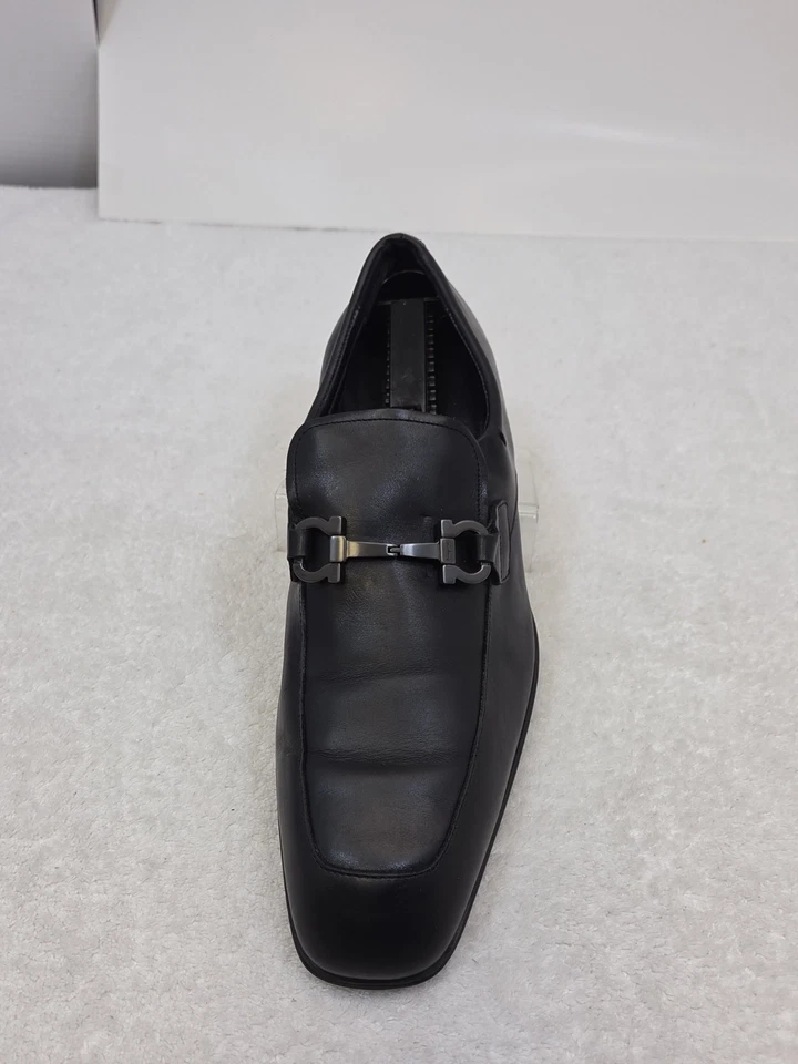 FERRAGAMO мужской черный кожаный GANCINI пряжка лоферы размер 12D сделано в Италии обувь - Изображение 4 из 4