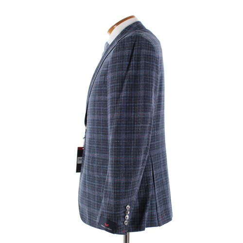 Cardinal of Canada NWT Wool Blend Sport Coat Size 42S US In Blue w/ Coral Plaid - Picture 4 of 12