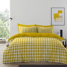 Image of Gingham Check Duvet Cover Reversible Quilt Bedding Pillowcase Single Double King